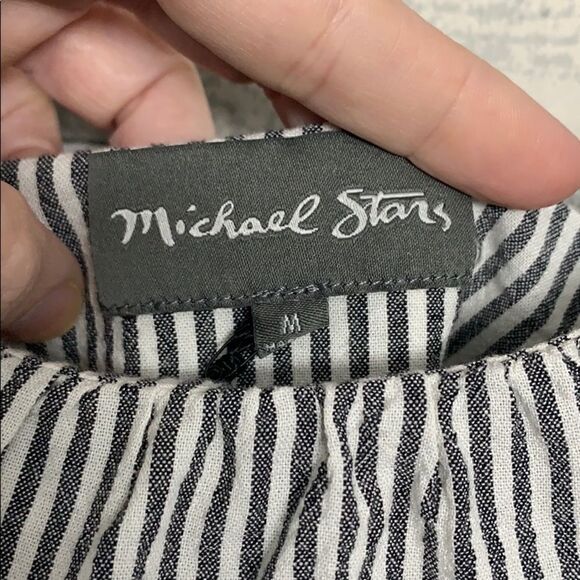 Michael Stars Spencer Striped Ruffle Tank Top, M - Picture 4 of 6